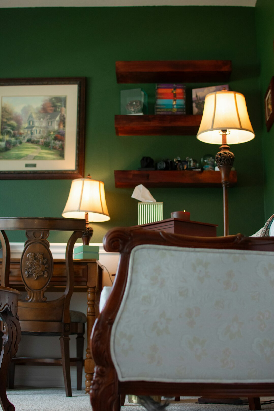Welcoming office reception with wooden table and chairs