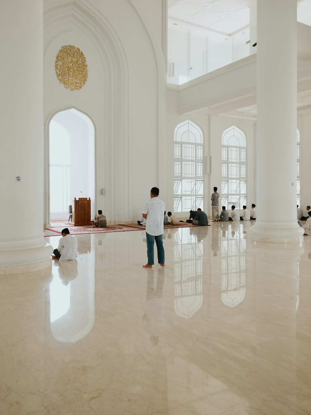 Person meditating in a calm bright space
