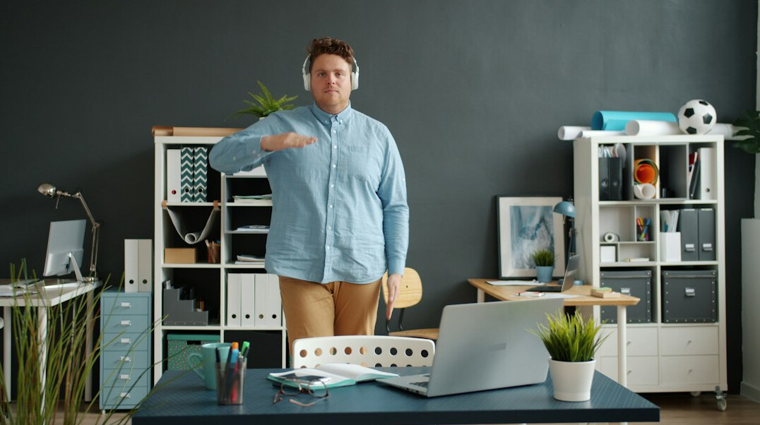 yoga pose in office