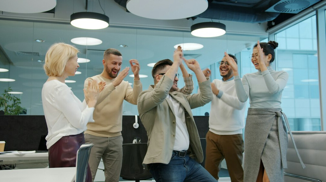 employees doing yoga at work